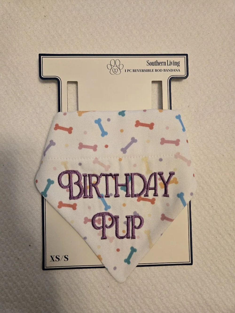 Southern Living White Bandana with Birthday Pup Embroidery XS/S